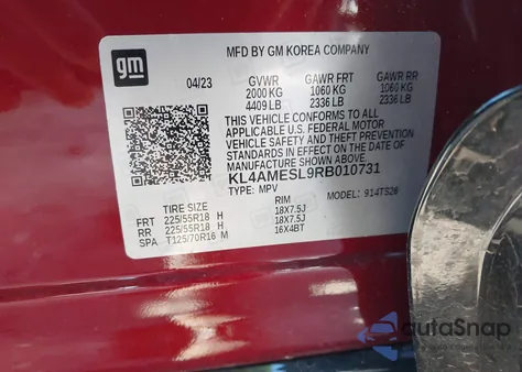 2024 Buick Encore Gx Sport Touring Awd из США, поврежденный, VIN KL4AMESL9RB010731